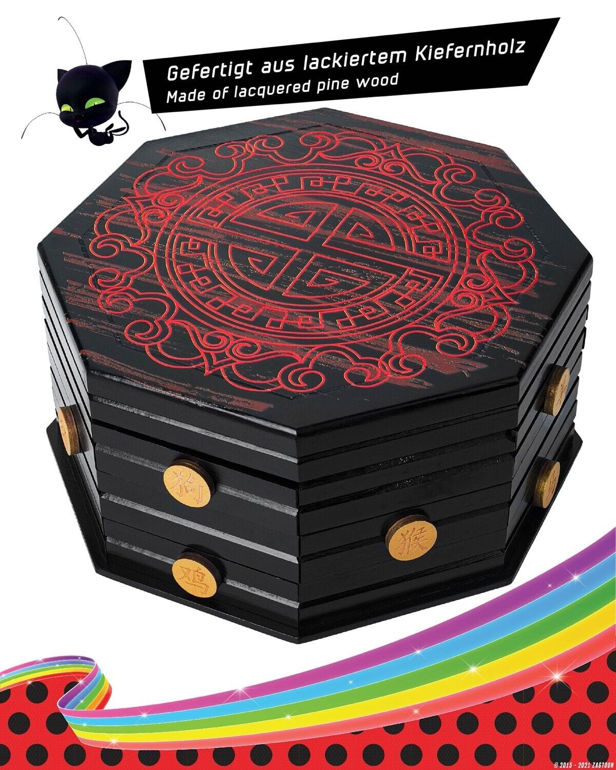 Miraculous Ladybug Wooden Box, Master Fu Miracle Box 26 Cm Original