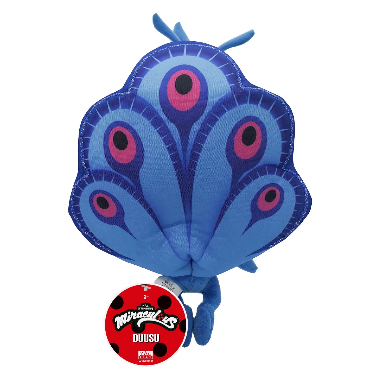 Ladybug - Kwami Mon Ami Duusu, 9-Inch Peacock Plush Toys for Kids, Super Soft Stuffed Toy with Resin Eyes, High Glitter and Gloss, and Detailed Stitching Finishes, Wyncor