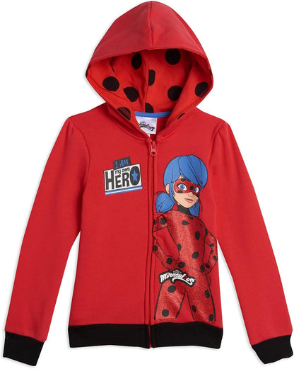 Ladybug Girls Zip up Hoodie Toddler to Big Kid